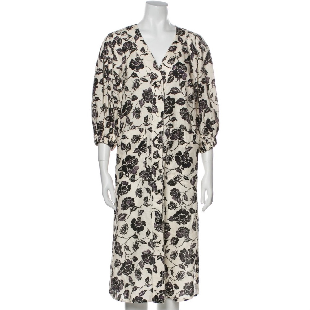 Zimmermann Linen Floral Midi Dress